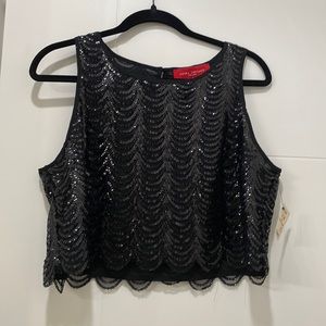 Midriff black sequin top